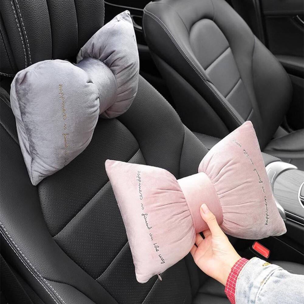 💮2/$100💮 3 pcs Dusty Rose Velvet Bow Car Headrest Cushions & Tissue Cov